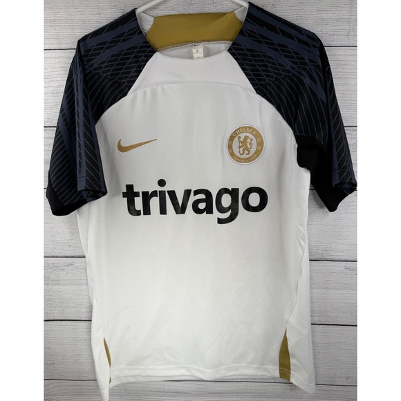 Nike Other - Nike Chelsea FC Training Jersey White Black Gold Trivago Soccer Shirt Mens Small